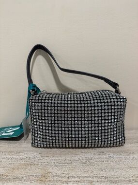 Montana West Silver Crystal Rhinestone Wristlet Clutch